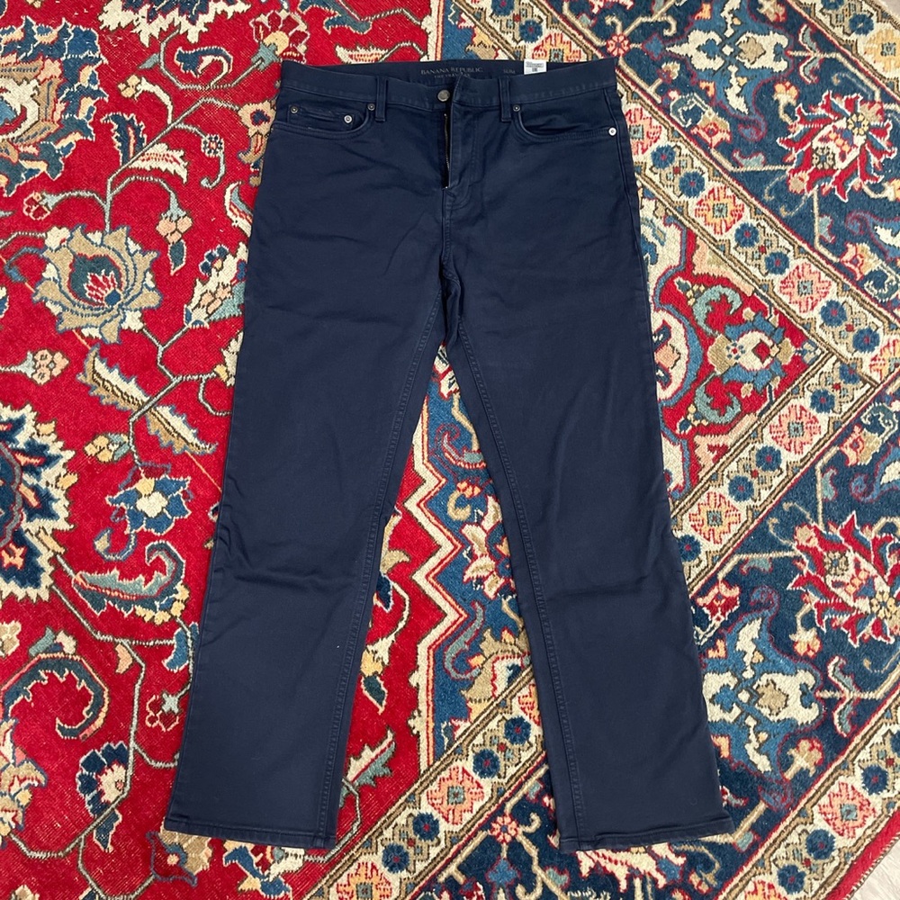 Banana Republic Navy Blue Slim Traveler Pants